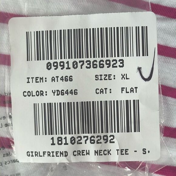 J Crew Girlfriend Tee Womens Size‎ XL Pink White Stripe - Picture 3 of 8